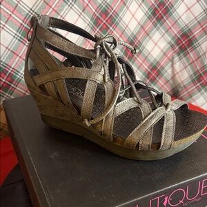 Boutique by Corkys Gray Wedge Sandals